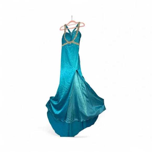 Elegant Teal Evening Gown - Picture 5 of 7